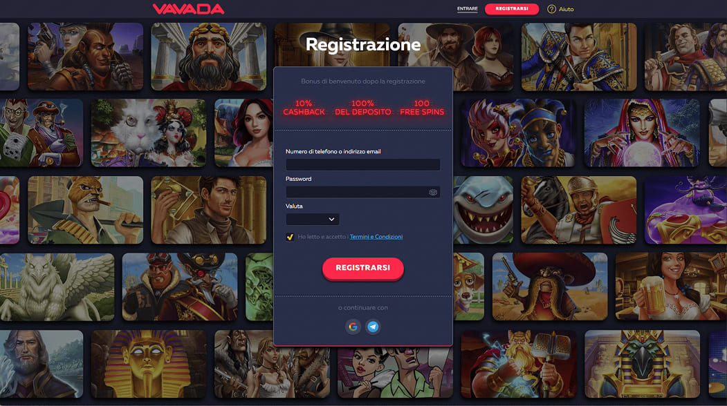 Creare un conto sul sito web del Vavada.com Casinò ufficialmente in Italia